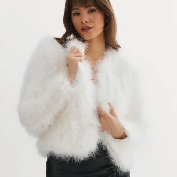 Lamarque Deora White Feather Jacket - Picture 1 of 12